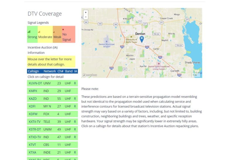 Over The Air Channels Map - United States Map