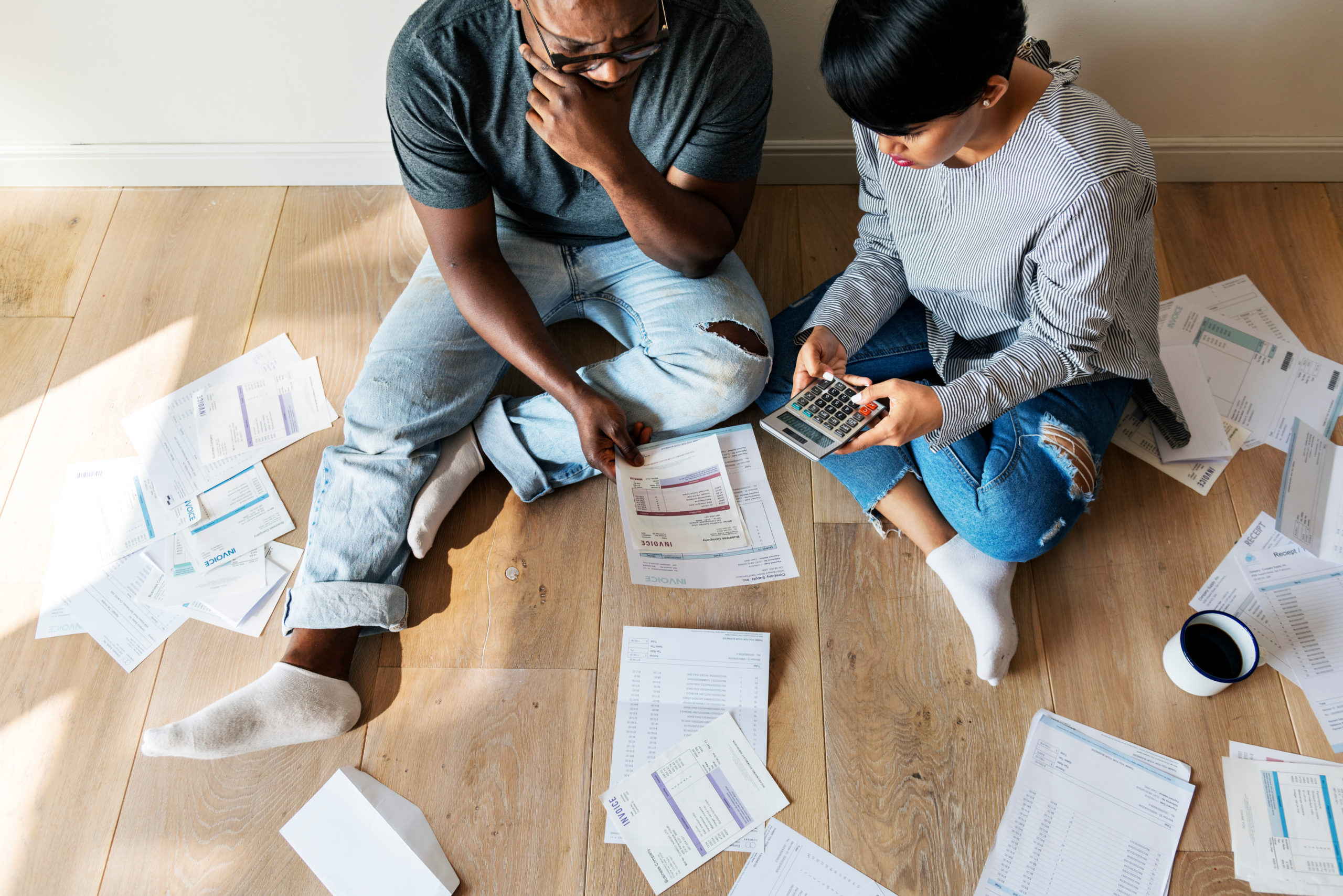 Couple managing their debt.